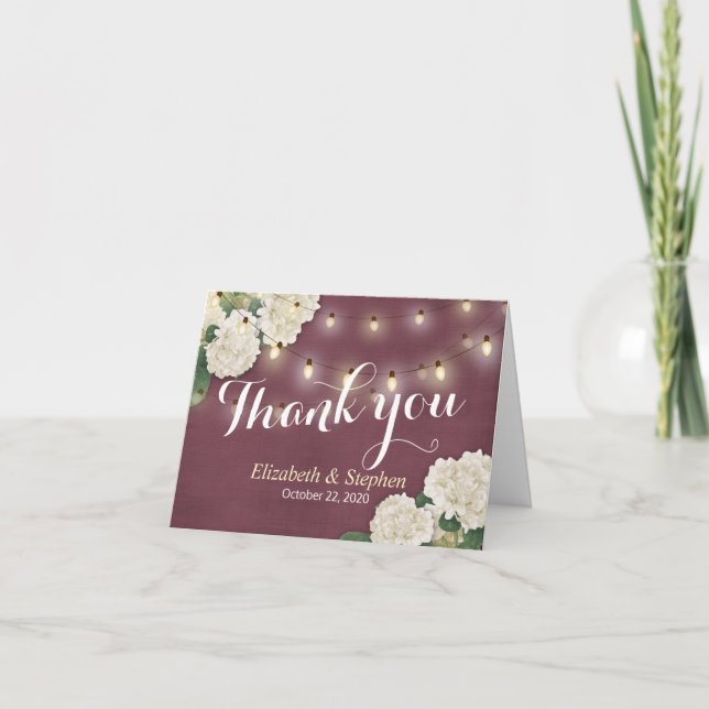 La ficelle d'hortensia de Merci de mariage allume (Devant)