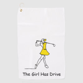 La fille a la voiture, serviette de golf