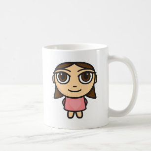 La fille dans le Rose-Brune-Brun observe la tasse