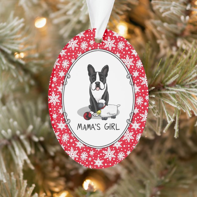 La fille de maman #2 Boston Terrier Dog (noir) mig (Arbre)