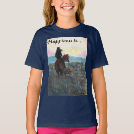 La fille et le cheval "bonheur est" T-shirt de