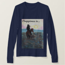 La fille et le cheval "bonheur est" T-shirt de