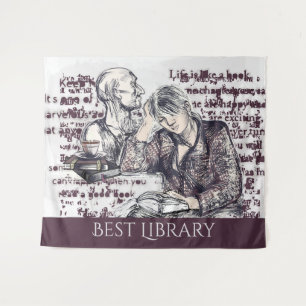 La fille lisant une tapisserie de livre