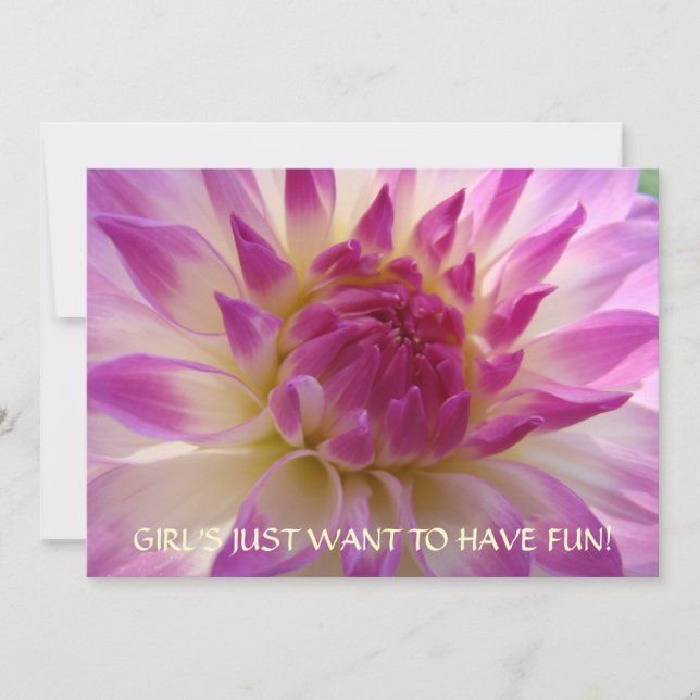 LA FILLE VEUT JUSTE S'AMUSER ! Invitations Dahlias (Devant)