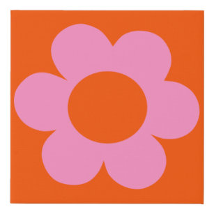 La Fleur 01 Retro Floral Orange Pink Preppy Blume Künstlicher Leinwanddruck