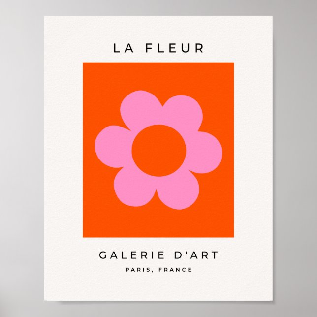 La Fleur 01 Retro Floral Orange Pink Preppy Blume Poster (Vorne)