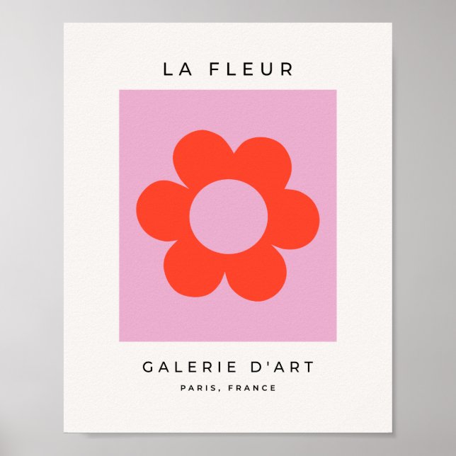 La Fleur 02 Blume Print Pink Retro Preppy Floral Poster (Vorne)