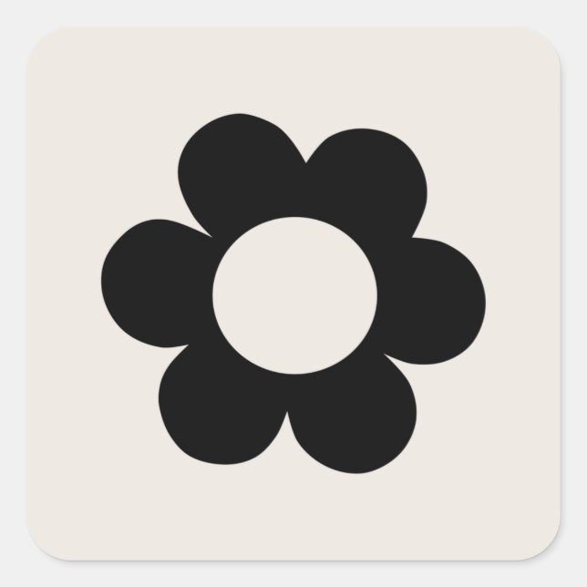 La Fleur 03 Retro Schwarz-Weiß-Blume Quadratischer Aufkleber (Vorderseite)