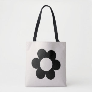 La Fleur 03 Retro Schwarz-Weiß-Blume Tasche