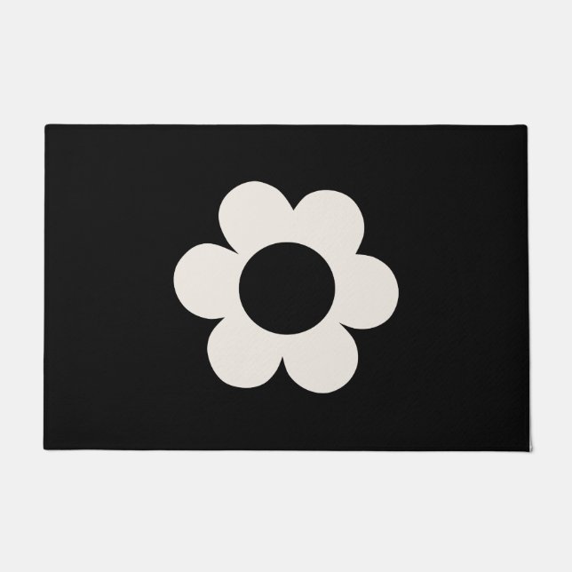 La Fleur 06 Retro Schwarz-Weiß-Blume Fußmatte (Vorderseite)