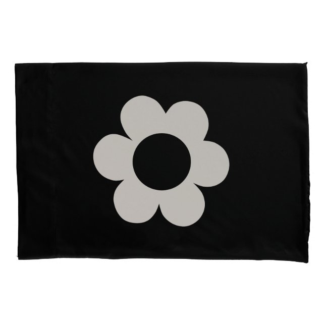 La Fleur 06 Retro Schwarz-Weiß-Blume Kissenbezug (Vorderseite)