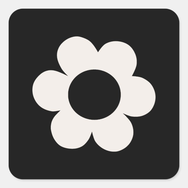 La Fleur 06 Retro Schwarz-Weiß-Blume Quadratischer Aufkleber (Vorderseite)