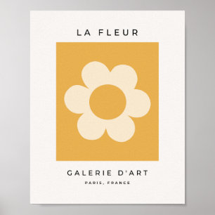 La Fleur 07 Retro-Blumen Gelbe Blume Poster