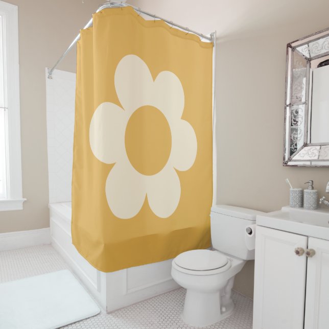 La Fleur 07 Retro Floral Gelbe Blume Duschvorhang (Beispiel)
