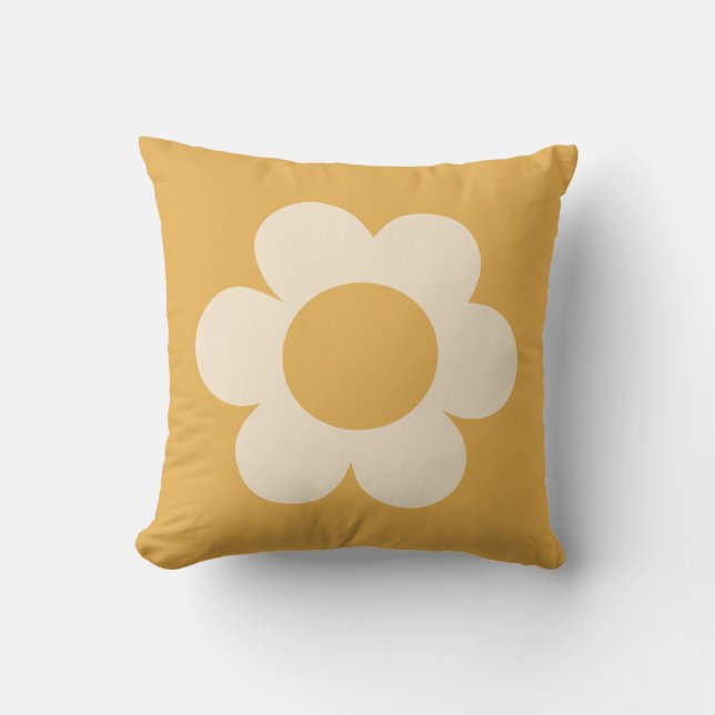 La Fleur 07 Retro Floral Gelbe Blume Kissen (Vorderseite)