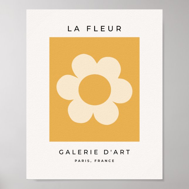 La Fleur 07 Retro Floral Gelbe Blume Poster (Vorne)