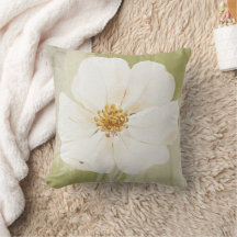 La Fleur Sauvage Coussin Vert Mousse et Blanc