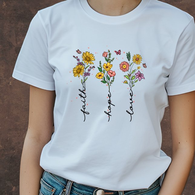 La foi florale, l'espoir, l'amour | T-shirt chréti (Créateur téléchargé)