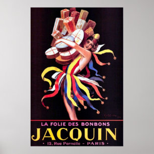 La Folie Des Bonbons Jacquin Vintage Werbung Poster