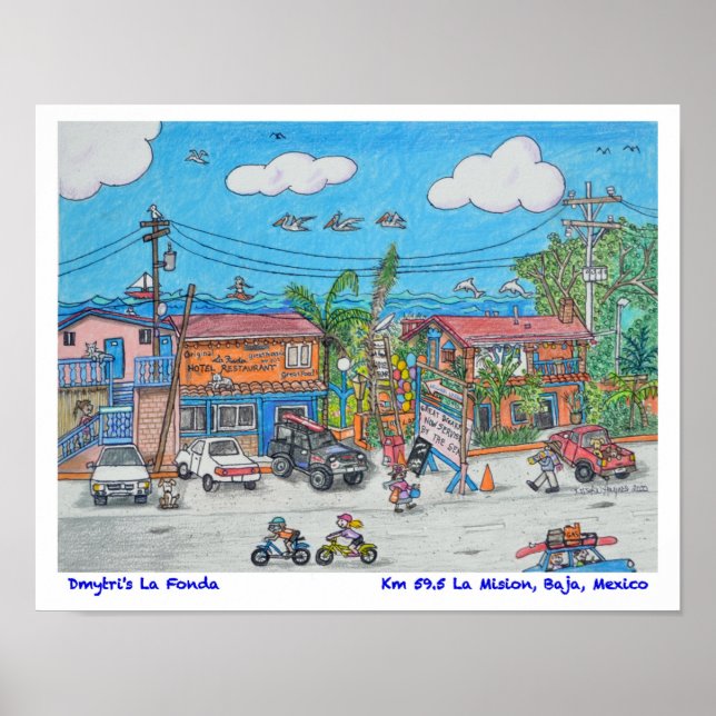 La Fonda Hotel and Restaurant von Dmytri Poster (Vorne)