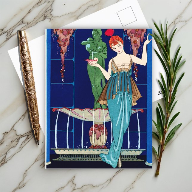 La Fontaine de coquillages, George Barbier Postkarte (Von Creator hochgeladen)