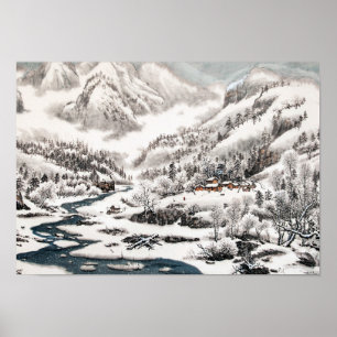 La forêt en neige, affiche de peinture chinoise