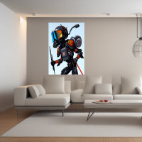 La fourmi en armure de police | AI Art Poster