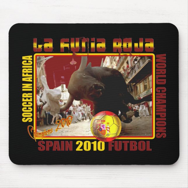 La Furia Roja Spanisch-Stier-Fußball Futbol Mousepad (Vorne)