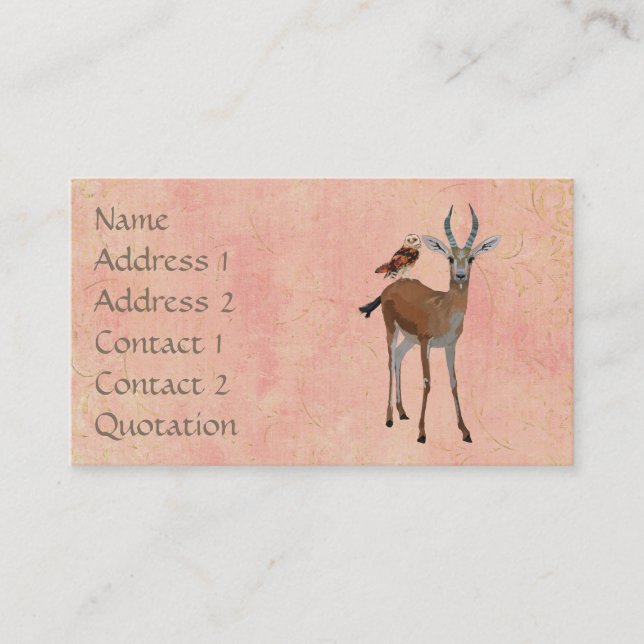La GAZELLE et le HIBOU ROUGISSENT carte de visite (Devant)