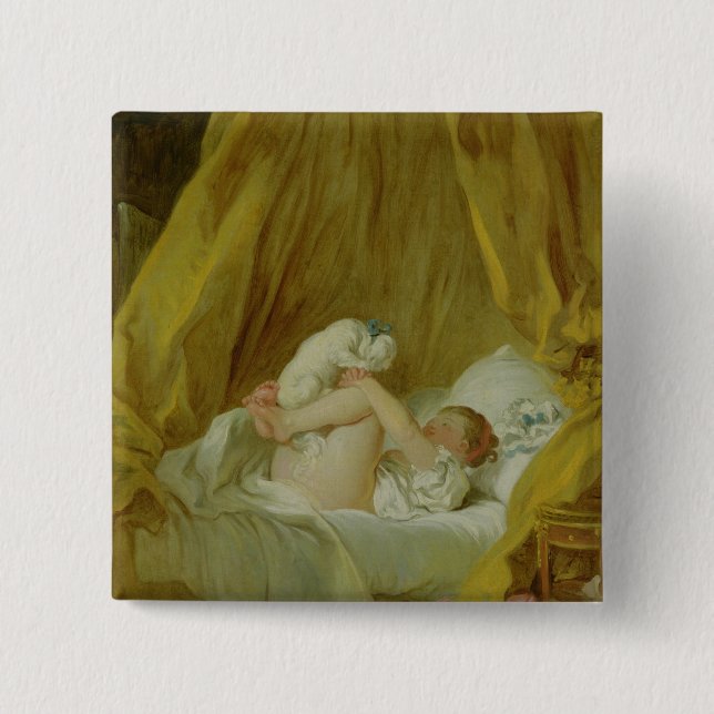 "La Gimblette", Mädchen mit einem Hund, c.1770 (Öl Button (Vorderseite)