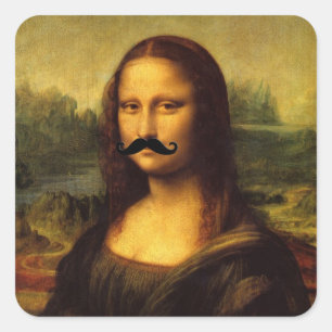La Gioconda mit Bart Quadratischer Aufkleber