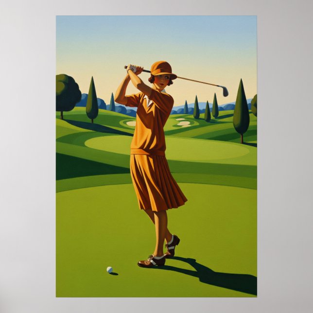 LA GOLFEUSE (Le Golfeur) - Artwo Art Déco Original (Devant)