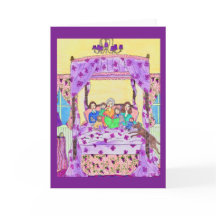 La grand-mère lit aux enfants, carte de voeux de