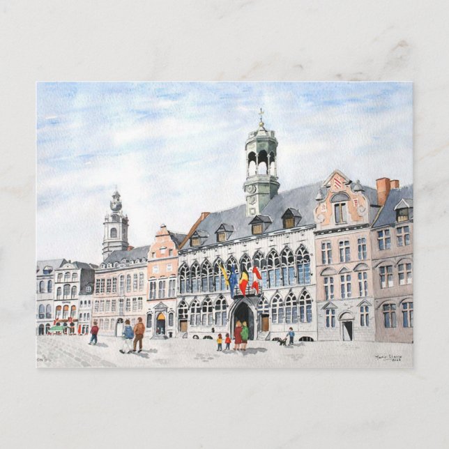 La Grand Place, Mons, Belgien Postkarte (Vorderseite)