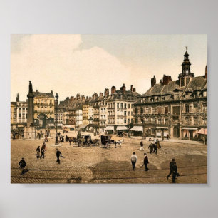 La-Grande Platz, Lille, Frankreich Vintages Poster