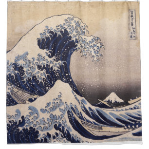 La grande vague par le rideau en douche de Hokusai
