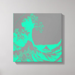 La Grande Vague Toile De Mer Vert & Gris Enveloppé