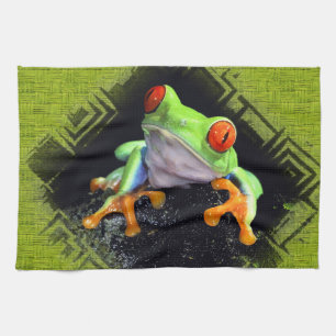 La grenouille 3 a encadré des serviettes de