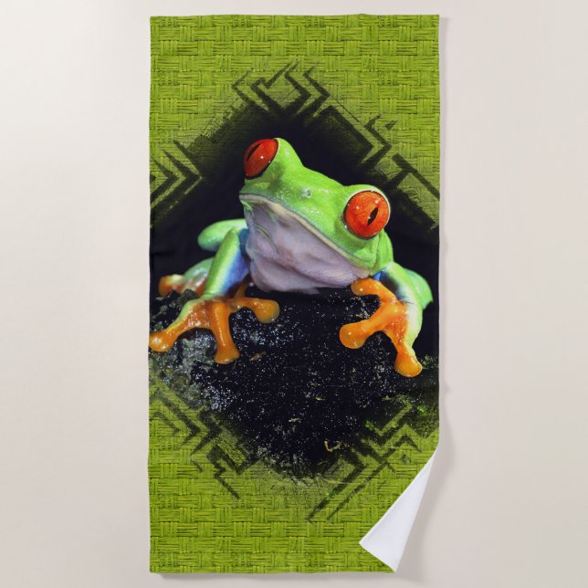 La grenouille 3 a encadré des serviettes de plage (Devant)