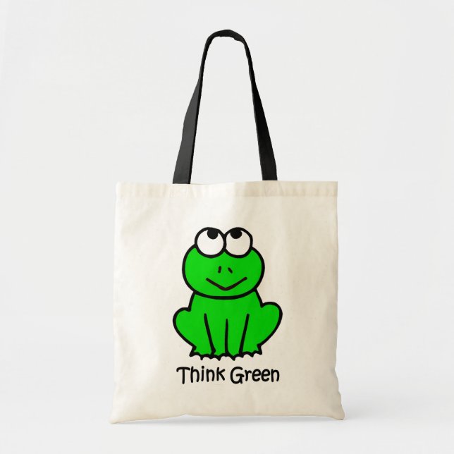 La grenouille mignonne pensent le sac fourre-tout (Devant)