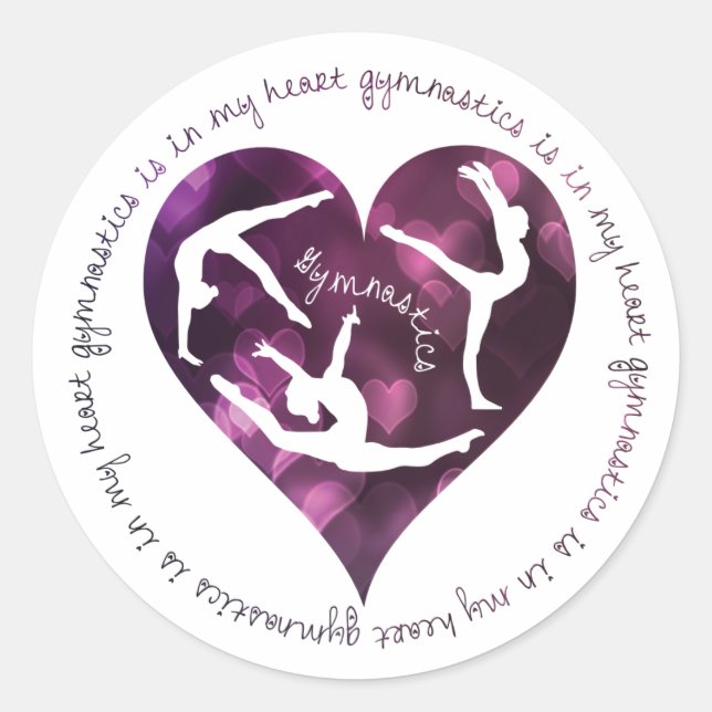 La Gymnastique Est Dans Mon Coeur Stickers Rond (Devant)