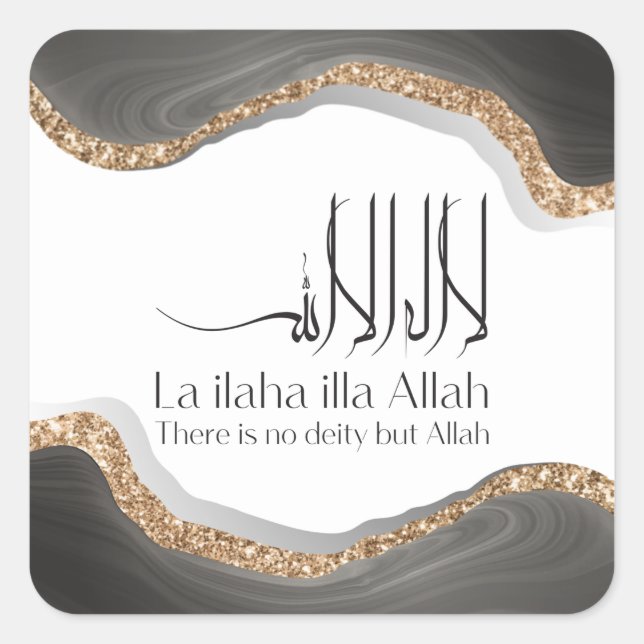La ilaha illa-ALLAH Shahada Moderne arabische call Quadratischer Aufkleber (Vorderseite)
