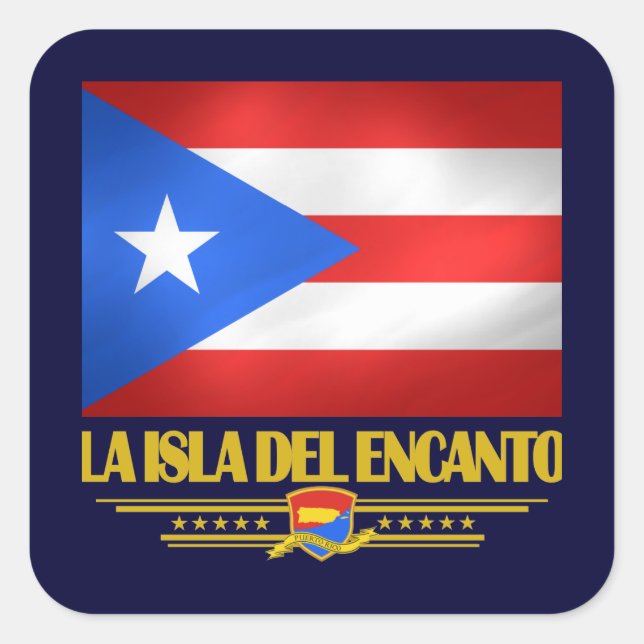 La Isla del Encanto Quadratischer Aufkleber (Vorderseite)
