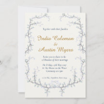 La Jacinthe : Invitation de Mariage Bleu Poussiére