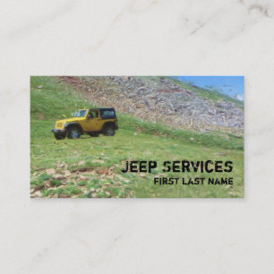 La jeep jaune entretient des cartes de visite de