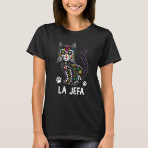 La Jefa Cat Zucker-Schädel-Mexikanischer Tag der T T-Shirt