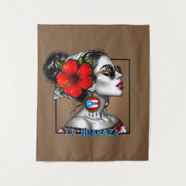 La Jíbaraza 13 – Puerto Rican Jíbara Art • Boricua Wandteppich
