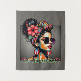 La Jíbaraza 3 – Puerto Rican Jíbara Art • Boricua Wandteppich