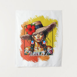 La Jíbaraza 5 – Puerto Rican Jíbara Art • Boricua Wandteppich