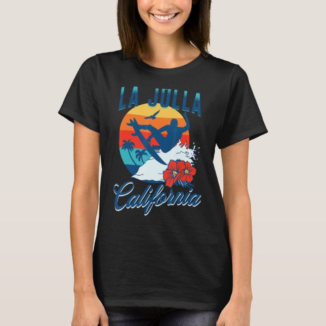 La Jolla California Beach Surf Sommerferien T-Shirt (Vorderseite)